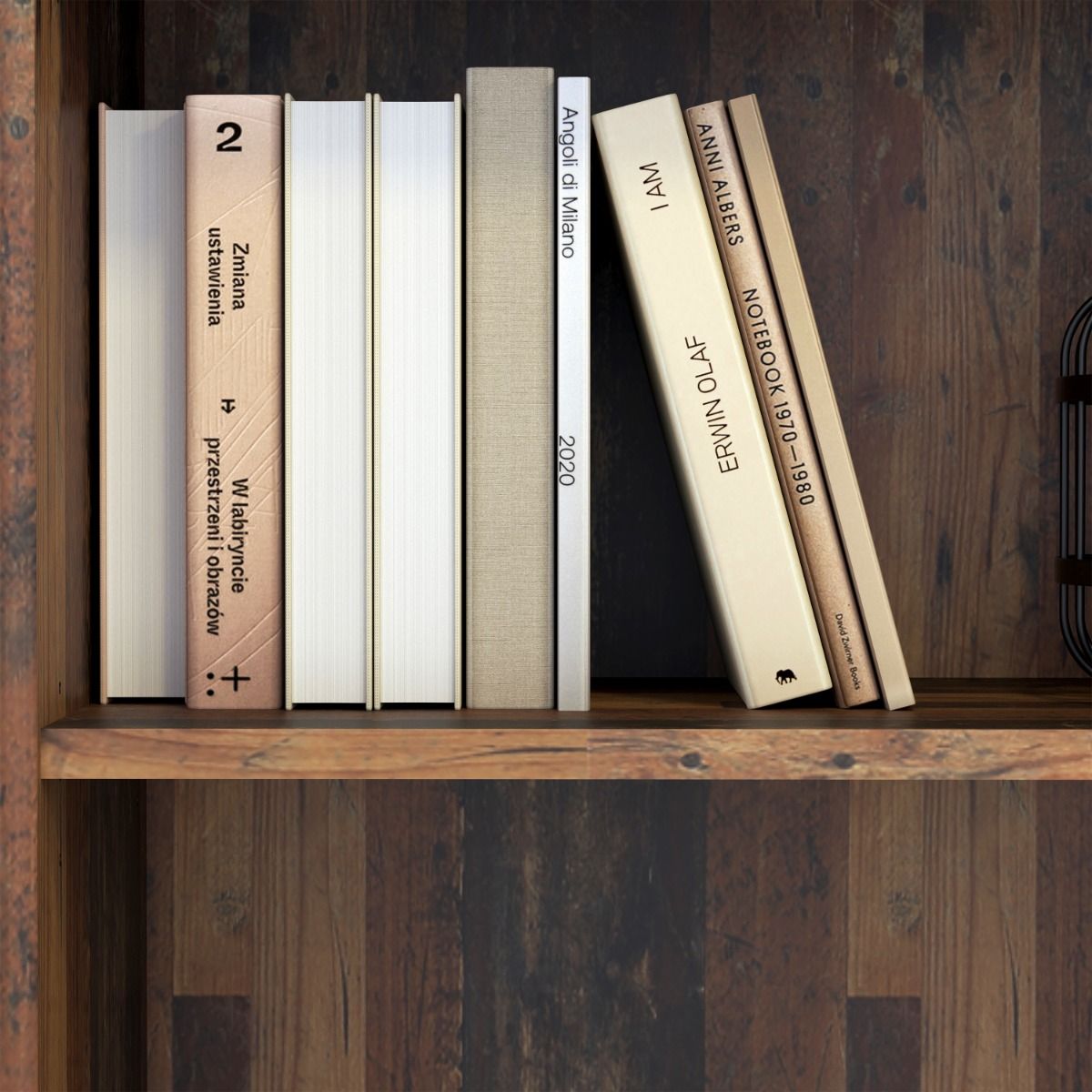 Wooden Bookcase Low And Wide With 2 Shelves - Essential