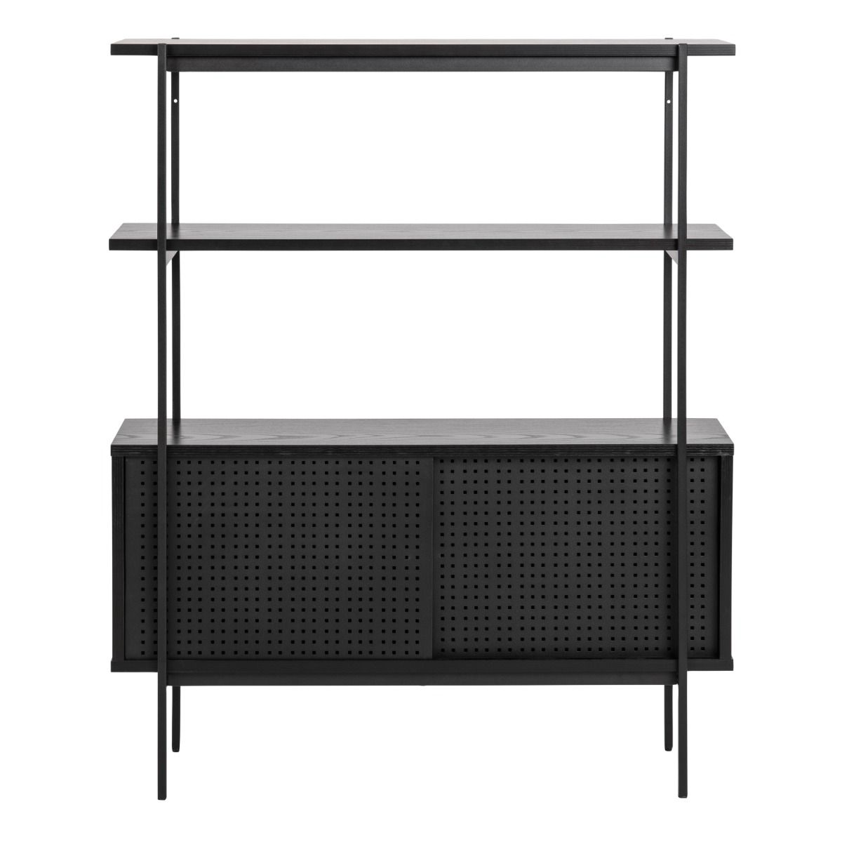 Wooden Bookcase Small With 2 Sliding Doors - Angus