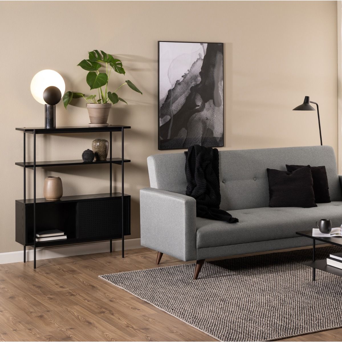 Wooden Bookcase Small With 2 Sliding Doors - Angus