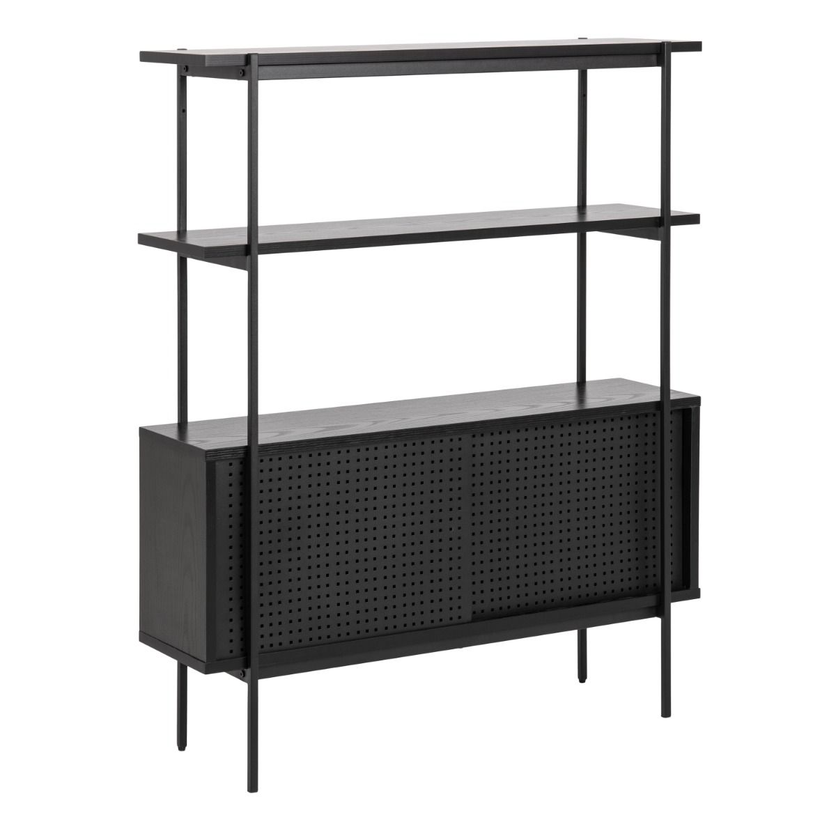 Wooden Bookcase Small With 2 Sliding Doors - Angus