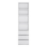 Wooden Bookcase Tall And Narrow With 3 Drawers - Fribo