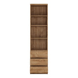 Wooden Bookcase Tall And Narrow With 3 Drawers - Fribo