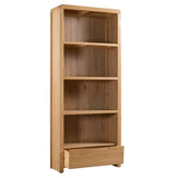 Wooden Bookcase With 1 Drawer And 4 Shelves - Curve