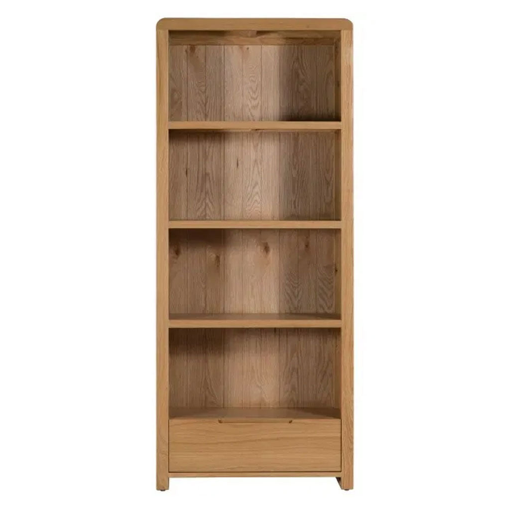 Wooden Bookcase With 1 Drawer And 4 Shelves - Curve