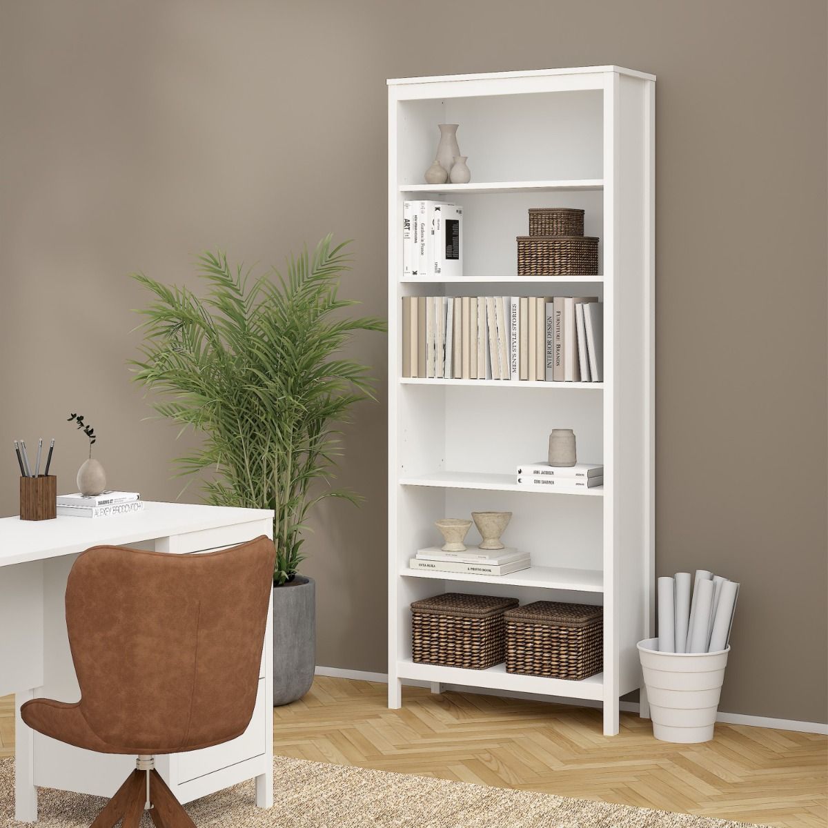 Wooden Bookcase With 5 Shelves - Barcelona