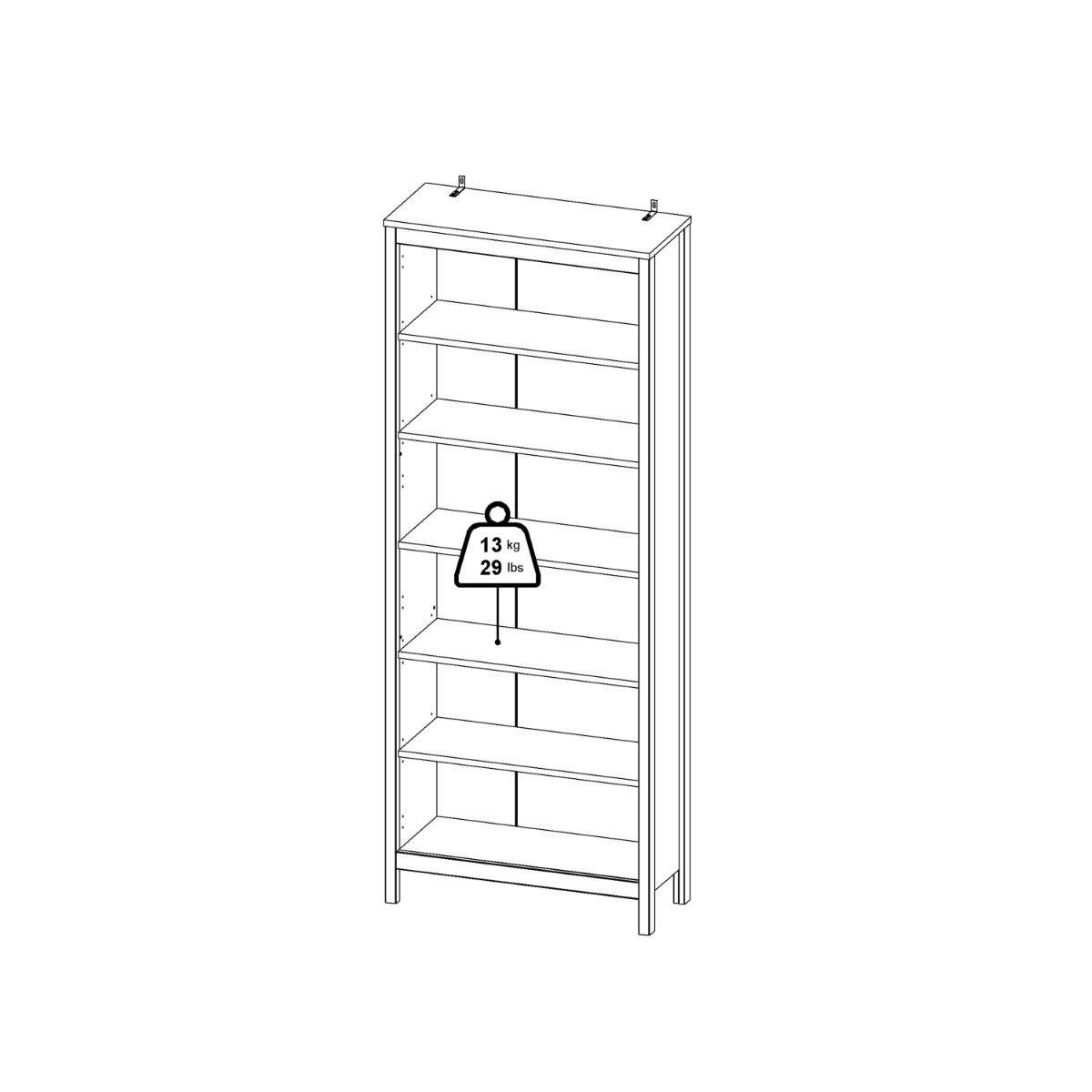 Wooden Bookcase With 5 Shelves - Barcelona