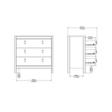 Wooden Chest Of 3 Drawers - Barcelona