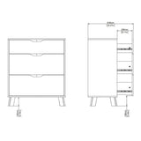 Wooden Chest Of 3 Drawers With White Fronts - Ikast