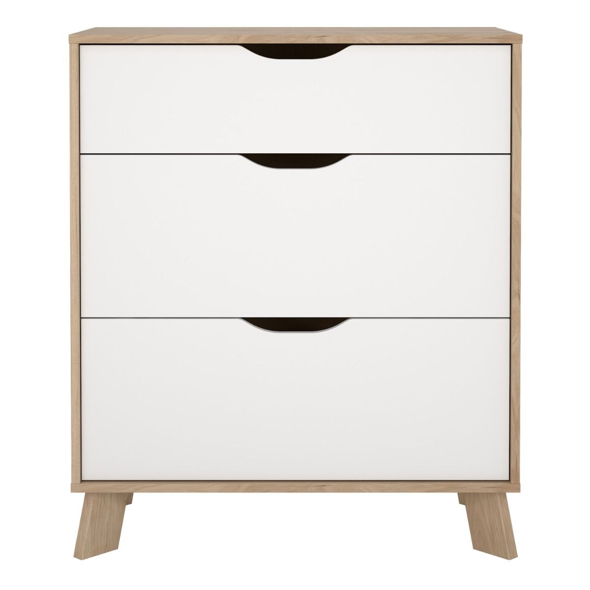 Wooden Chest Of 3 Drawers With White Fronts - Ikast