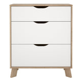 Wooden Chest Of 3 Drawers With White Fronts - Ikast