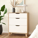 Wooden Chest Of 3 Drawers With White Fronts - Ikast