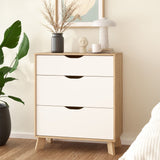 Wooden Chest Of 3 Drawers With White Fronts - Ikast