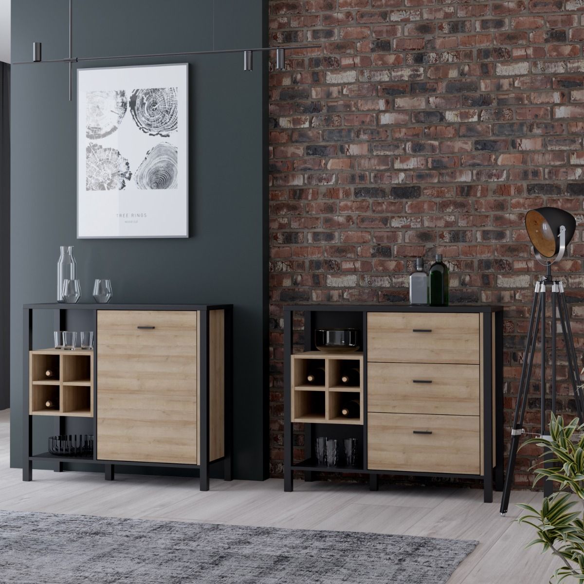 Wooden Chest Of 3 Drawers With Wine Rack - High Rock