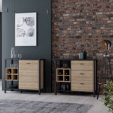 Wooden Chest Of 3 Drawers With Wine Rack - High Rock