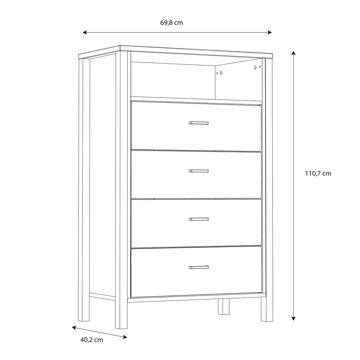 Wooden Chest Of 4 Drawers Tall - High Rock