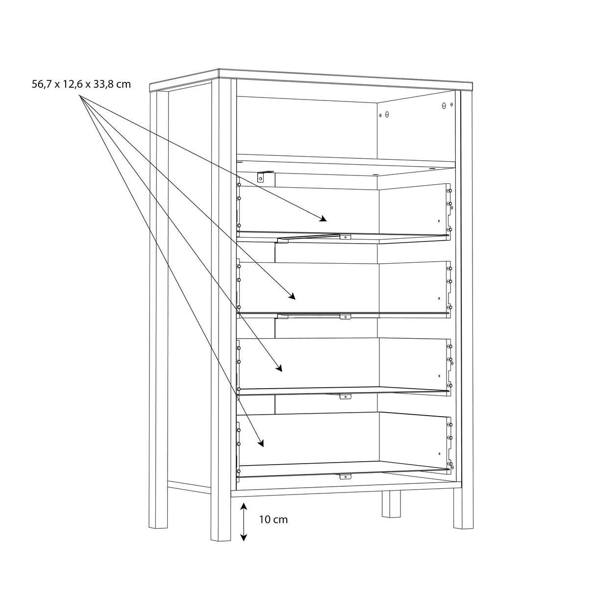 Wooden Chest Of 4 Drawers Tall - High Rock