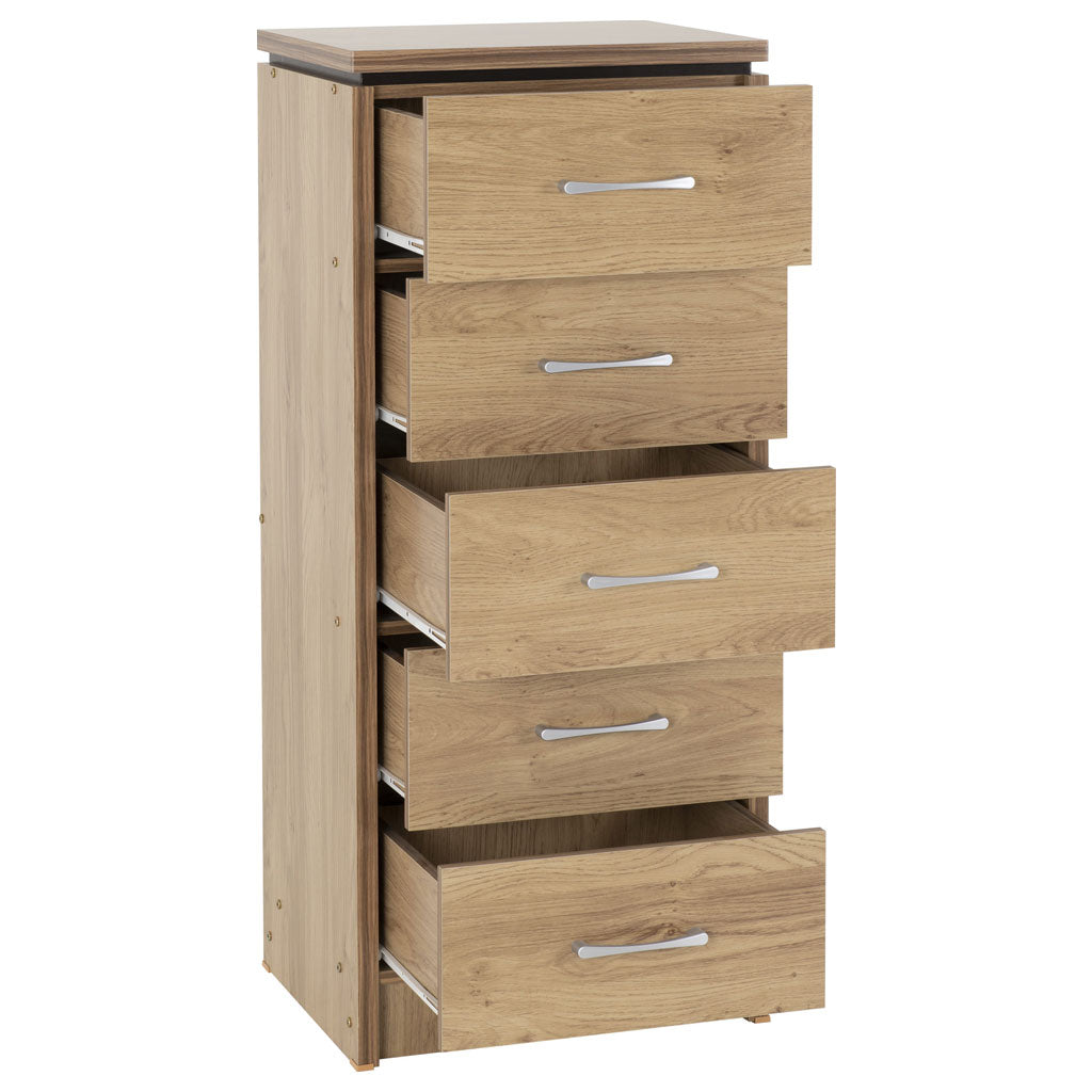 Wooden Chest Of 5 Drawers Narrow - Charles