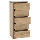 Wooden Chest Of 5 Drawers Narrow - Charles