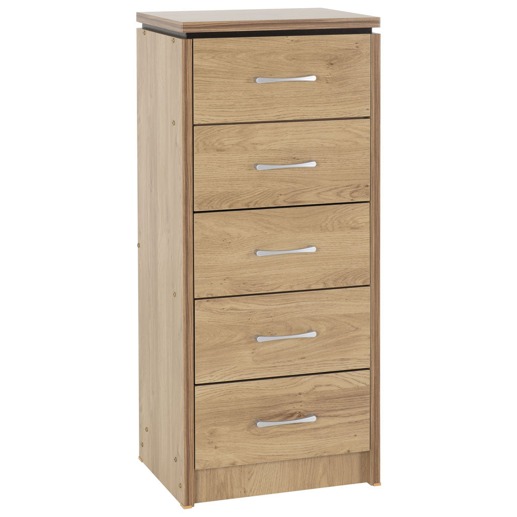 Wooden Chest Of 5 Drawers Narrow - Charles