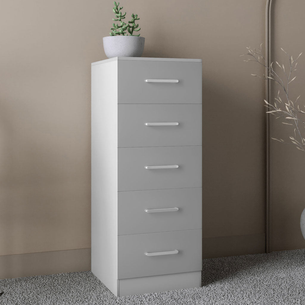 Wooden Chest Of 5 Drawers Narrow - Dakota