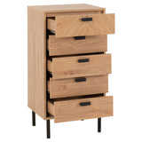 Wooden Chest Of 5 Drawers Narrow - Leon