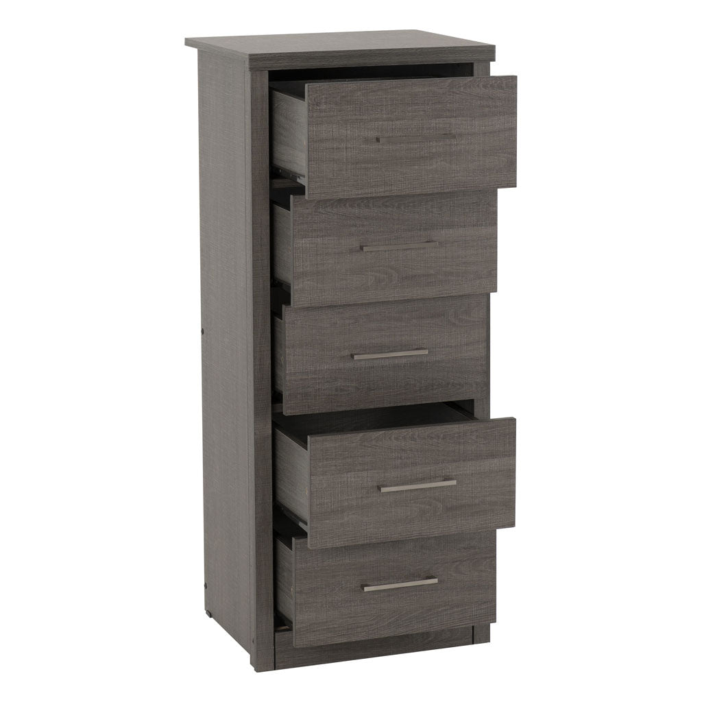 Wooden Chest Of 5 Drawers Narrow - Lisbon
