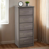 Wooden Chest Of 5 Drawers Narrow - Lisbon