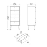 Wooden Chest Of 5 Drawers Tall - Cumbria