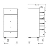 Wooden Chest Of 5 Drawers Tall - Cumbria