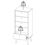 Wooden Chest Of 5 Drawers Tall - Cumbria