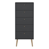 Wooden Chest Of 5 Drawers Tall - Cumbria
