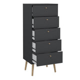 Wooden Chest Of 5 Drawers Tall - Cumbria
