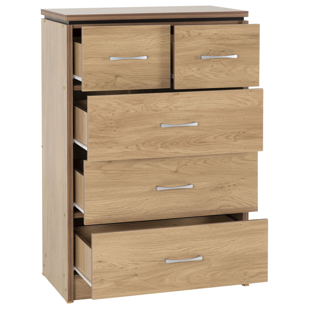 Wooden Chest Of 5 Drawers Wide - Charles