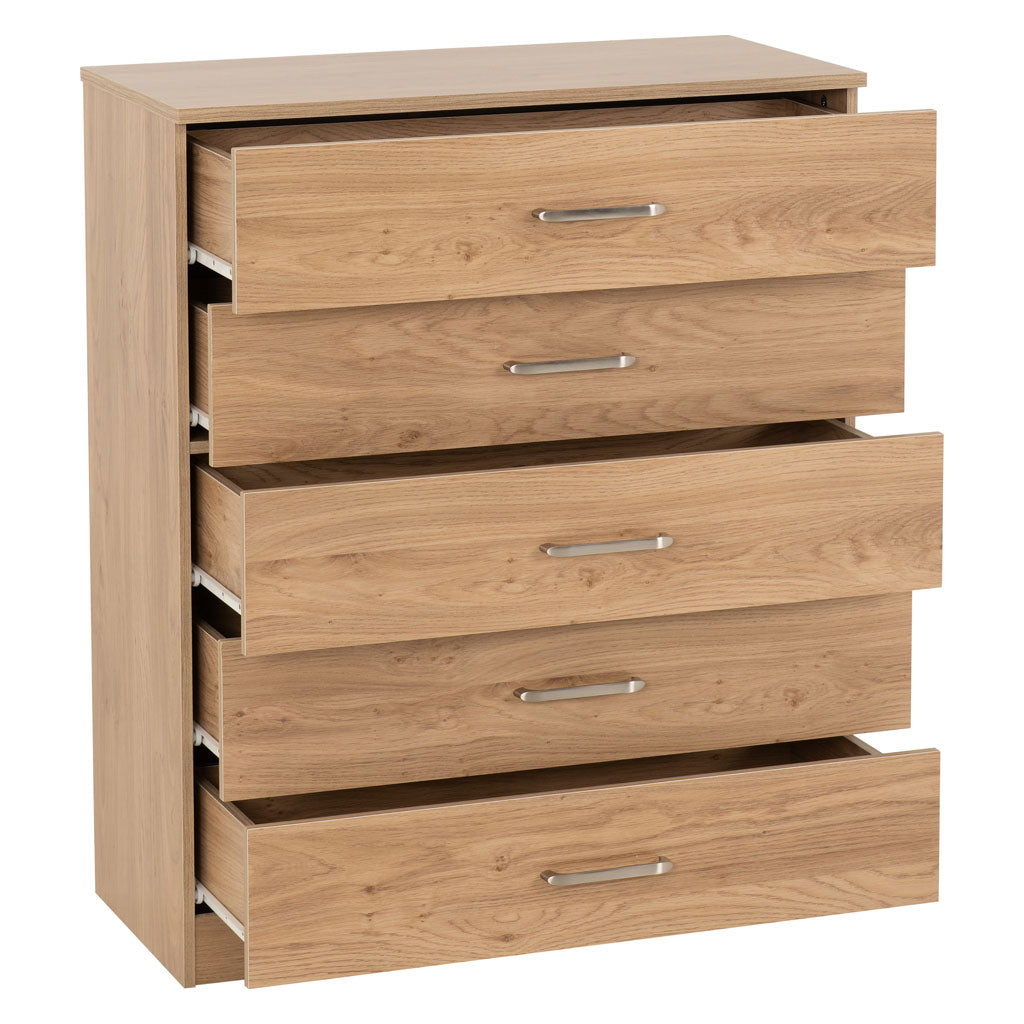 Wooden Chest Of 5 Drawers Wide - Dakota