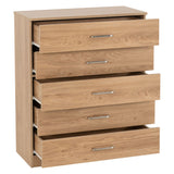 Wooden Chest Of 5 Drawers Wide - Dakota