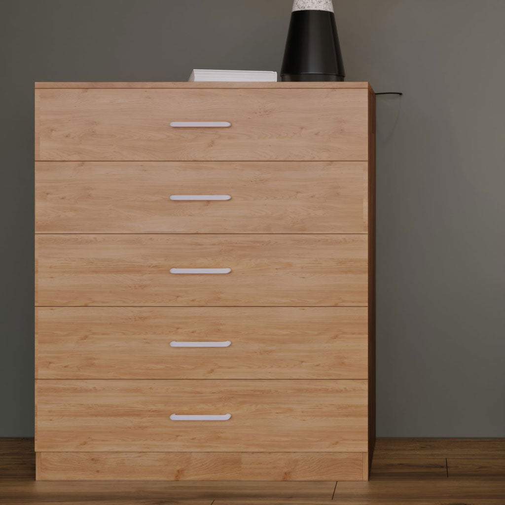 Wooden Chest Of 5 Drawers Wide - Dakota