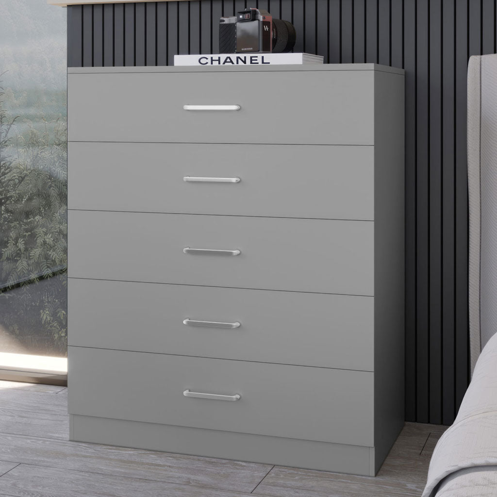Wooden Chest Of 5 Drawers Wide - Dakota