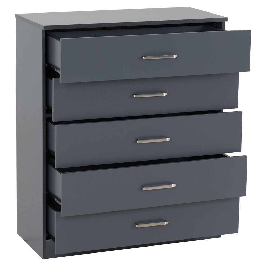 Wooden Chest Of 5 Drawers Wide - Dakota