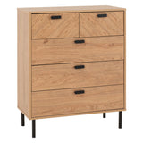 Wooden Chest Of 5 Drawers Wide - Leon