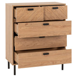 Wooden Chest Of 5 Drawers Wide - Leon