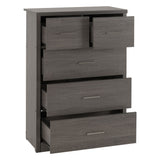Wooden Chest Of 5 Drawers Wide - Lisbon
