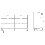 Wooden Chest Of 6 Drawers Double Dresser With White Fronts - Ikast