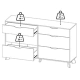 Wooden Chest Of 6 Drawers Double Dresser With White Fronts - Ikast