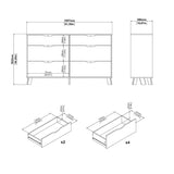 Wooden Chest Of 6 Drawers Double Dresser With White Fronts - Ikast