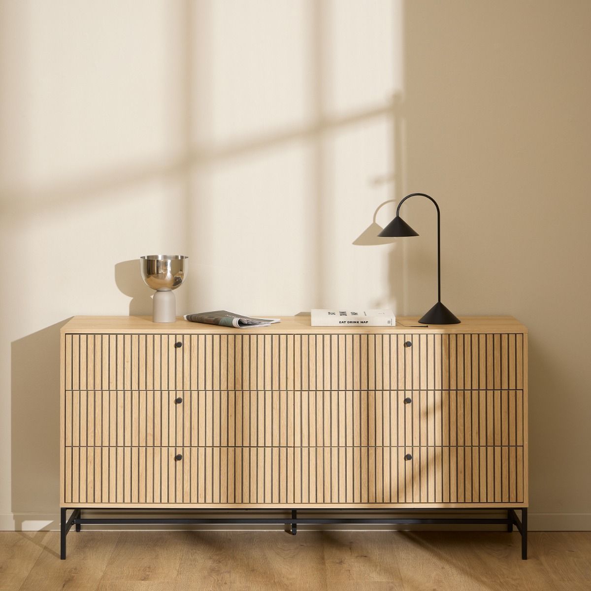 Wooden Chest Of 6 Drawers Wide - Albany