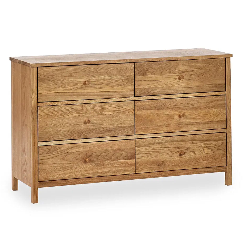 Wooden Chest Of 6 Drawers Wide - Coxmoor