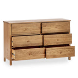Wooden Chest Of 6 Drawers Wide - Coxmoor