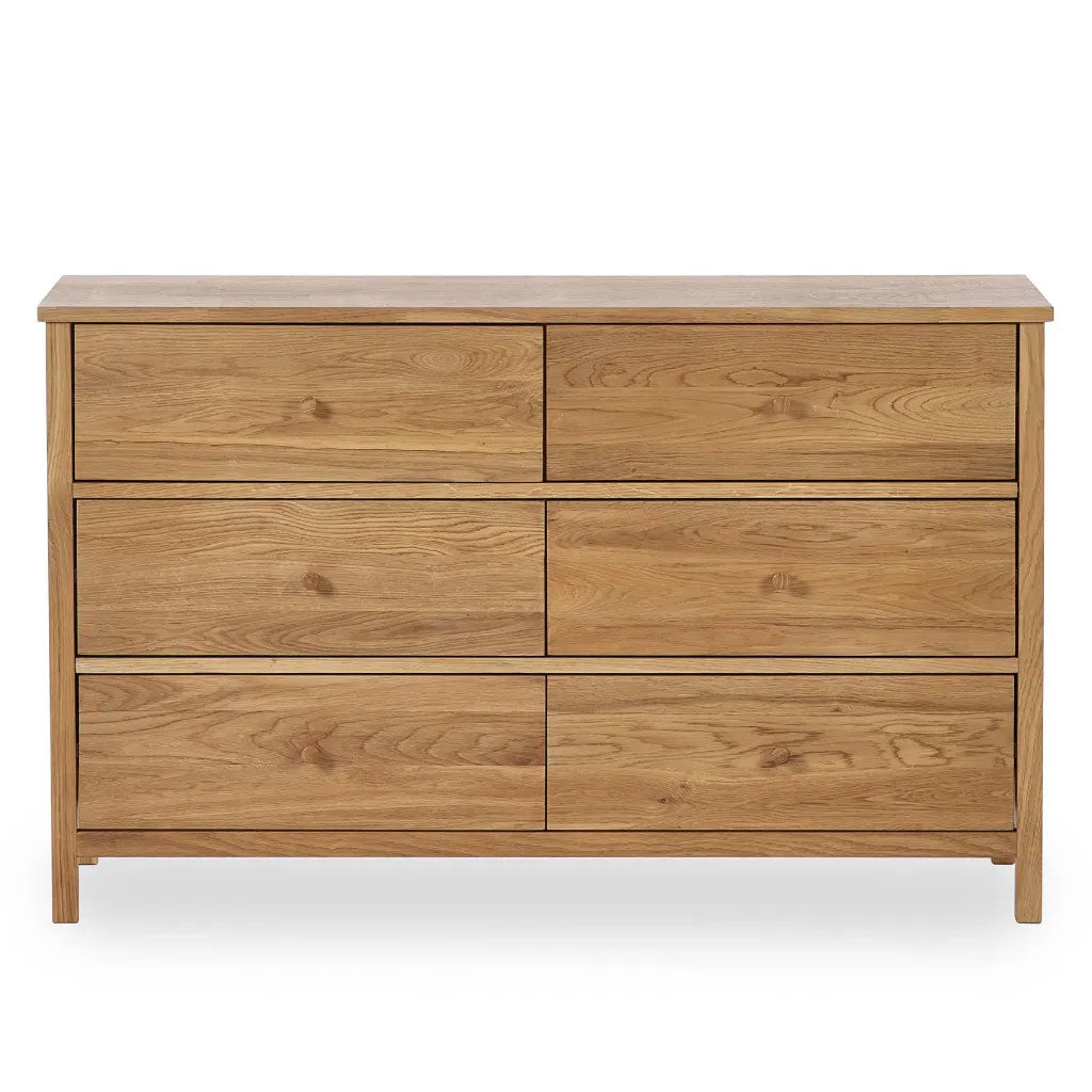Wooden Chest Of 6 Drawers Wide - Coxmoor