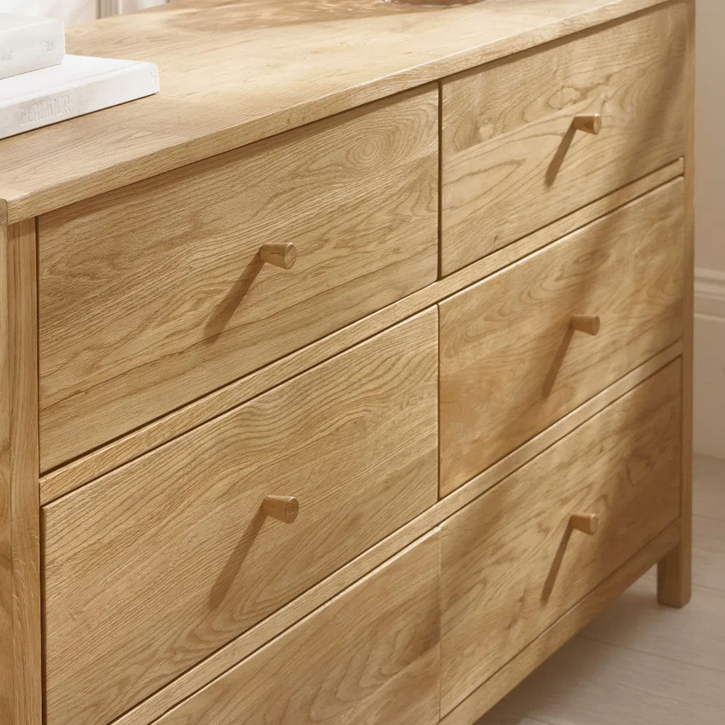 Wooden Chest Of 6 Drawers Wide - Coxmoor