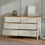 Wooden Chest Of 6 Drawers Wide - Coxmoor